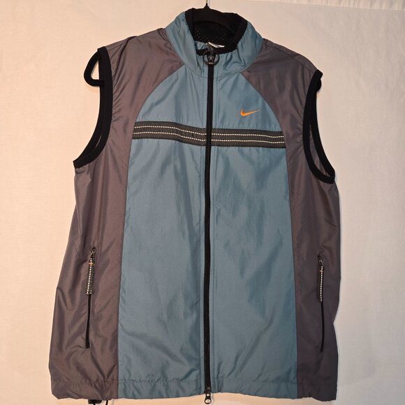 Vintage NIKE Gorpcore Y2K Retro UNISEX Reflective Green/Gray Zip Up Vest Size M. - Picture 1 of 16